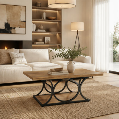 Table basse rectangulaire, centre de 47,24 po avec plateau en faux marbre