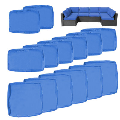 Ensemble de housse de coussin d'extérieur 14 pièces | De remplacement pour canapé de patio 6 places | Fermeture à glissière et tissu lavable à la machine