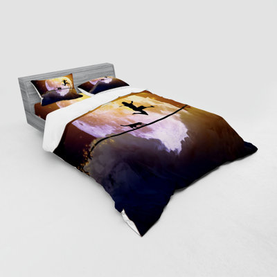 Ensemble de housse de couette en microfibre noir / brun / argent Adventure
