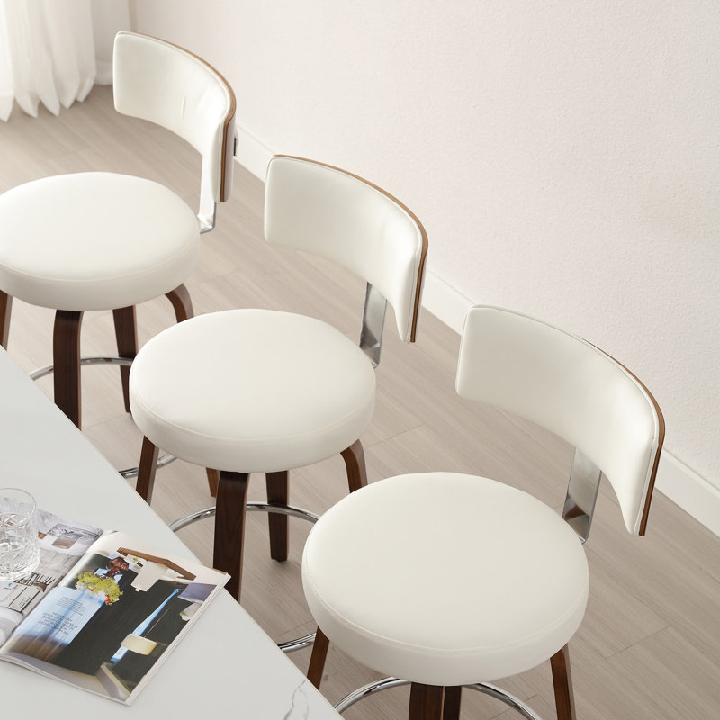Swivel Upholstered Counter & Bar Stool, Counter Stool (26" Seat Height), White