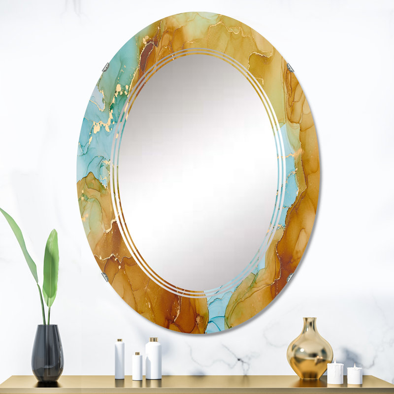 Miroir mural moderne et abstrait brun, 36 po x 24 po