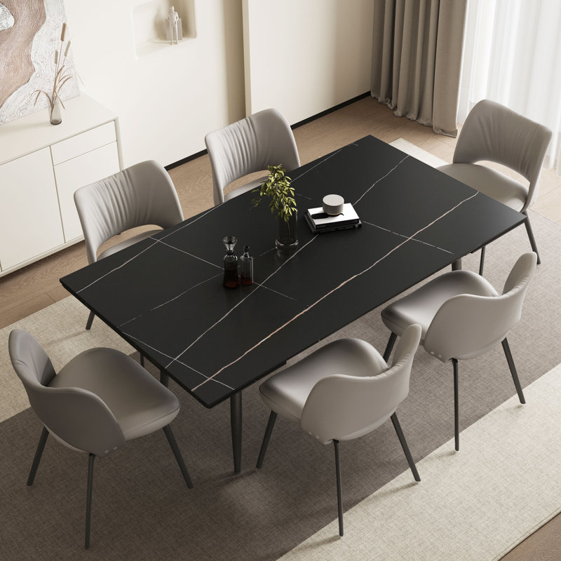 Table de salle à manger extensible Sintered Stone, Noir