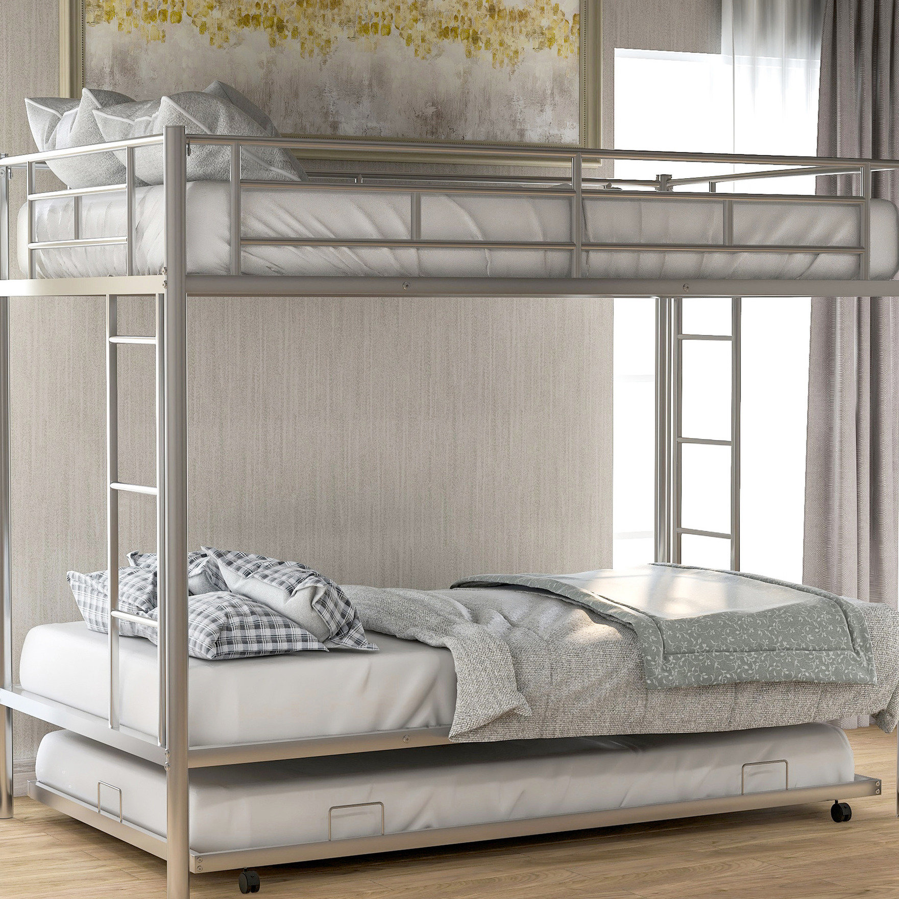 Isabelle & Max™ Over Bunk Bed With Trundle - Strong Metal Frame For