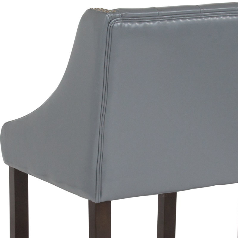 Teja 24" High Transitional Tufted Walnut Counter Height Stool, Counter Stool (24" Seat Height), Light Grey