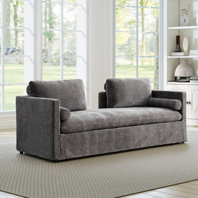 82.7" Wide  Upholstered Slipcovered Chaise Lounge