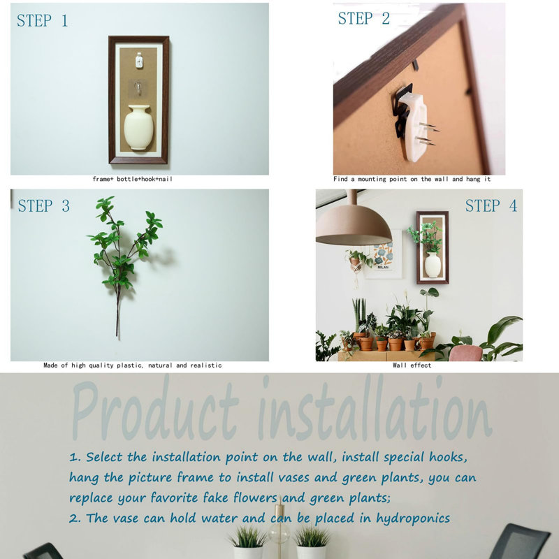 Wooden Frame Wall Vase 2pcs
