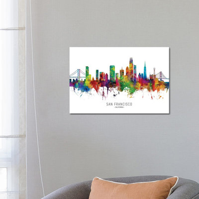 San Francisco California Skyline by Michael Tompsett - 1 Piece Wrapped Canvas Painting