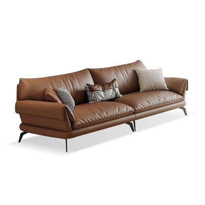 Canapé modulaire brun en cuir véritable