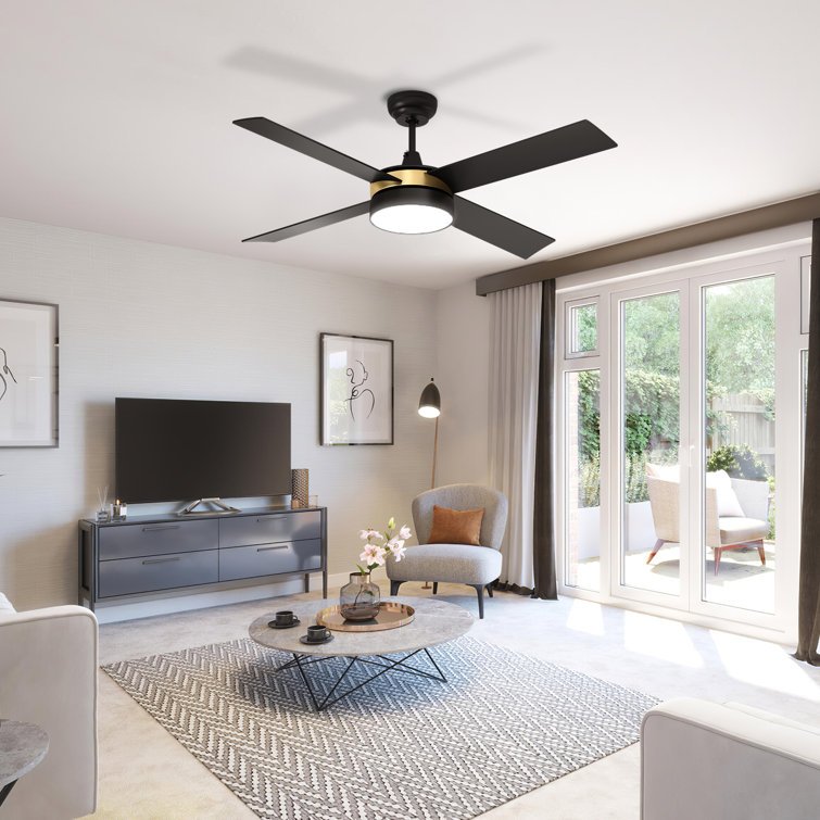 4 - Blade LED Smart Standard Ceiling Fan with Remote Control and Light Kit Included