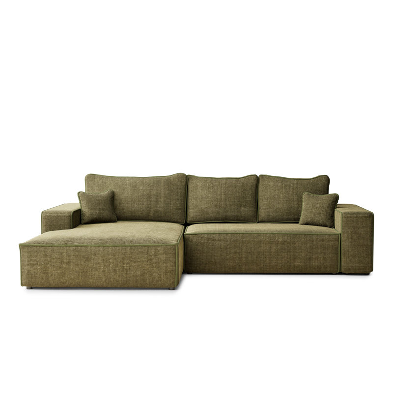 5 Seater Reclining Corner Sofa , Left Hand Facing, Green PolyesterChenille