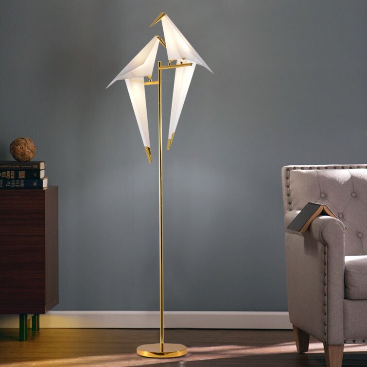 Double Bird Iron Floor Lamp LED Paper Crane Living Room Bedroom Light