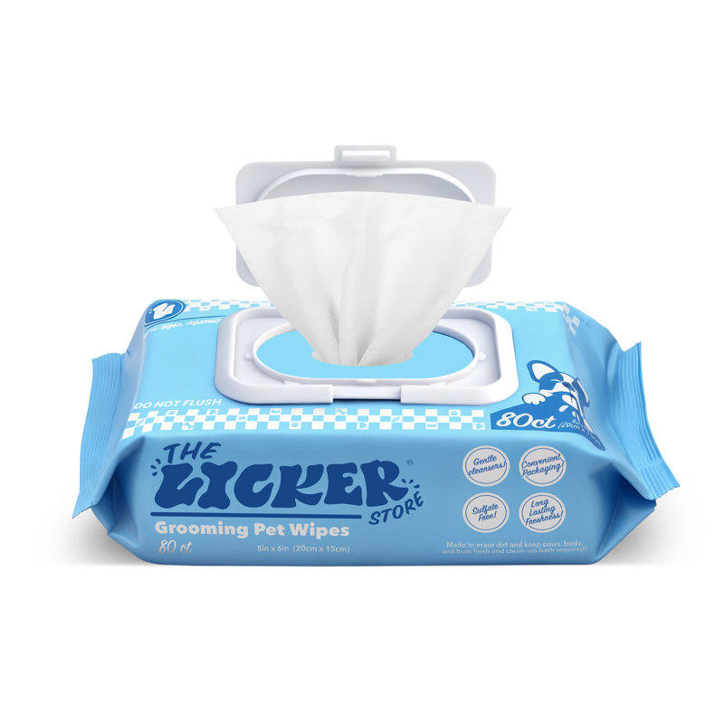 Lingettes hydratantes, hypoallergéniques et non parfumées pour toilettage pour chien avec aloès, camomille et beurre de karité (80 unités)