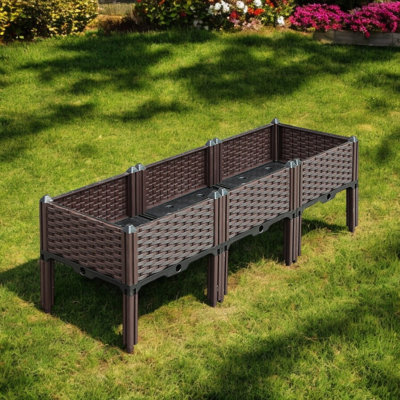 Lit de jardin surélevé rectangulaire en plastique brun foncé 47 po x 16 po