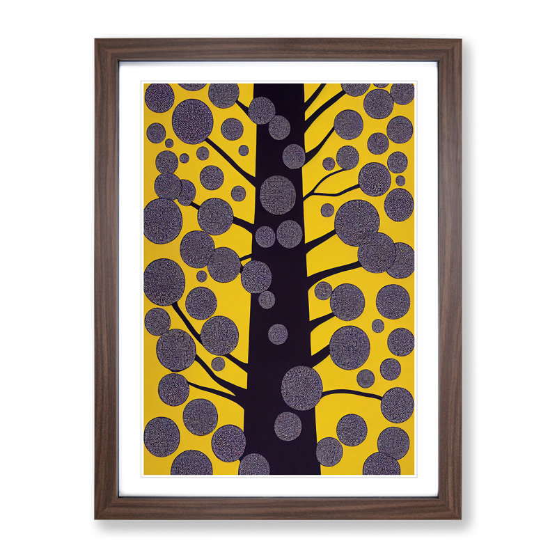 Bold Abstract Tree No.6 - Wall Art, 48cm H x 36cm W, Walnut Framed, White