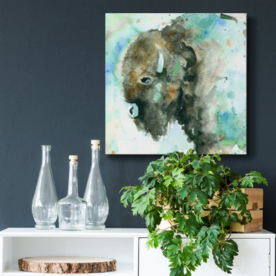 " Buffalo On Blue " Painting Print