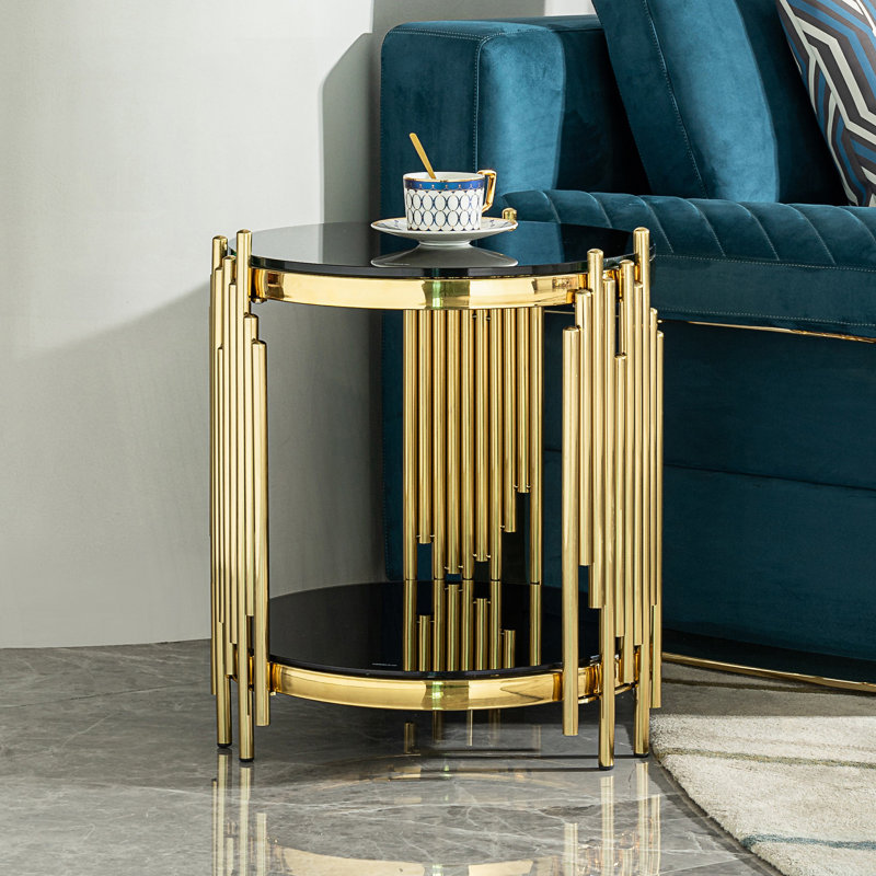 Double Layer Tempered Glass Top Side Table