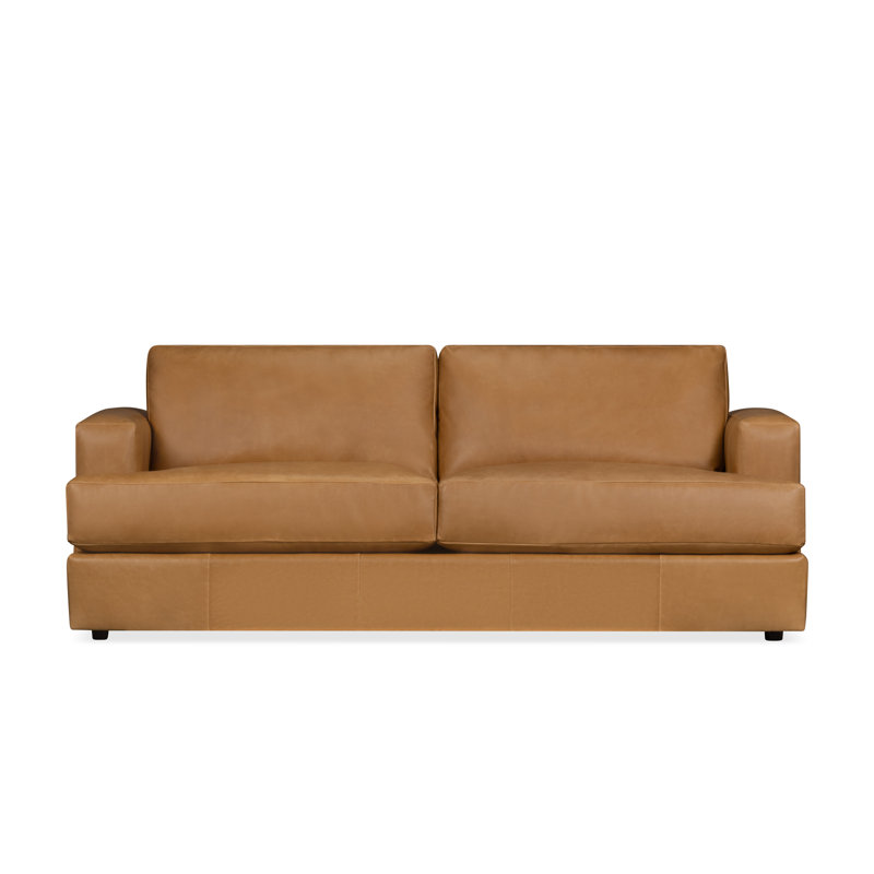 Canapé en cuir véritable Cayden, Cuir véritable brun moyen Bistro, H 34 po x l 84 po x P 41 po