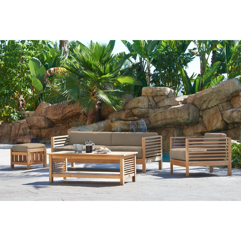 Summer Patio Chair with Cushions, Fawn, Natural Sanded