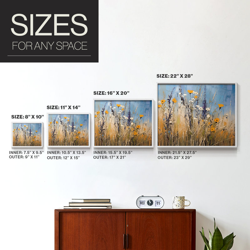Floral Series-CXLI -Framed Print - Restickable, 22" H x 28" W, White
