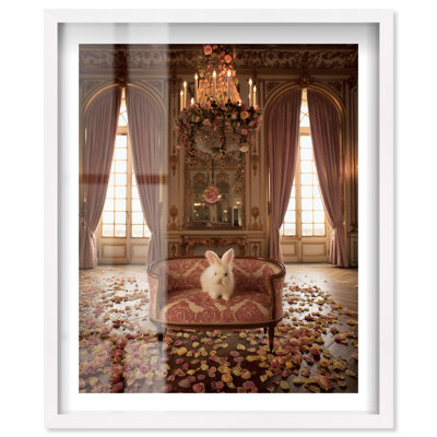 Décoration murale chambre à coucher Fluffy Bunny II Shadowbox par Notoriart, cadre blanc, 20 x 24