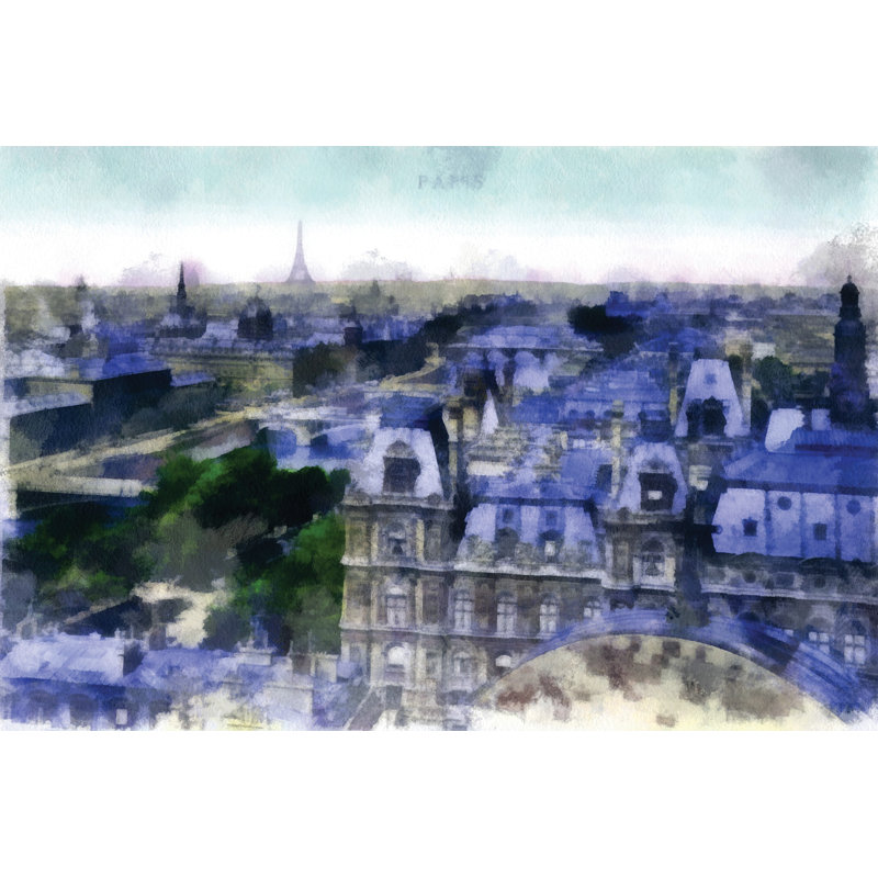 Watercolor Paris - Wrapped Canvas Painting, 30cm H x 46cm W x 3.8cm D