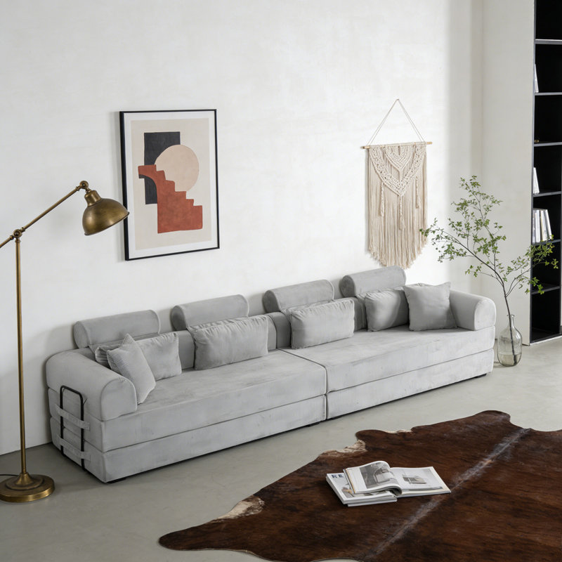 L shape Modular Sectional Sofa, Light Gray