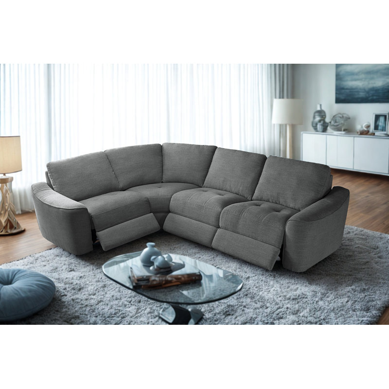 Canapé modulaire inclinable électrique 4 pièces avec rangement sans fil et port USB Lexor, Gris foncé