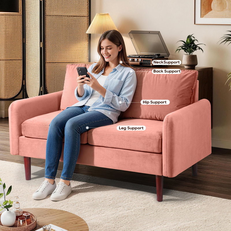 Causeuse Hessville, Velours rose