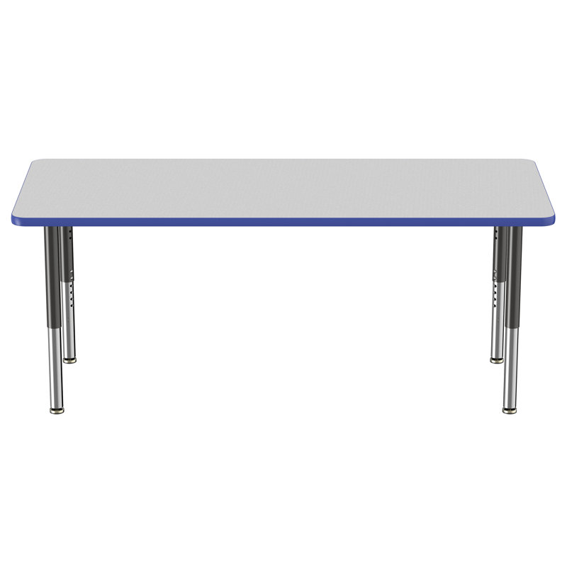 Table d'activité rectangulaire à hauteur réglable en forme de T, 30 po x 72 po, Gris/Bleu/Noir, Super