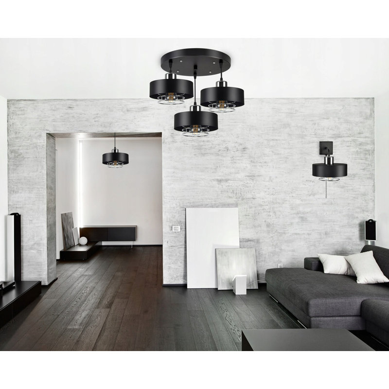 Jeterson 3 - Light Black/Silver Cluster Pendant