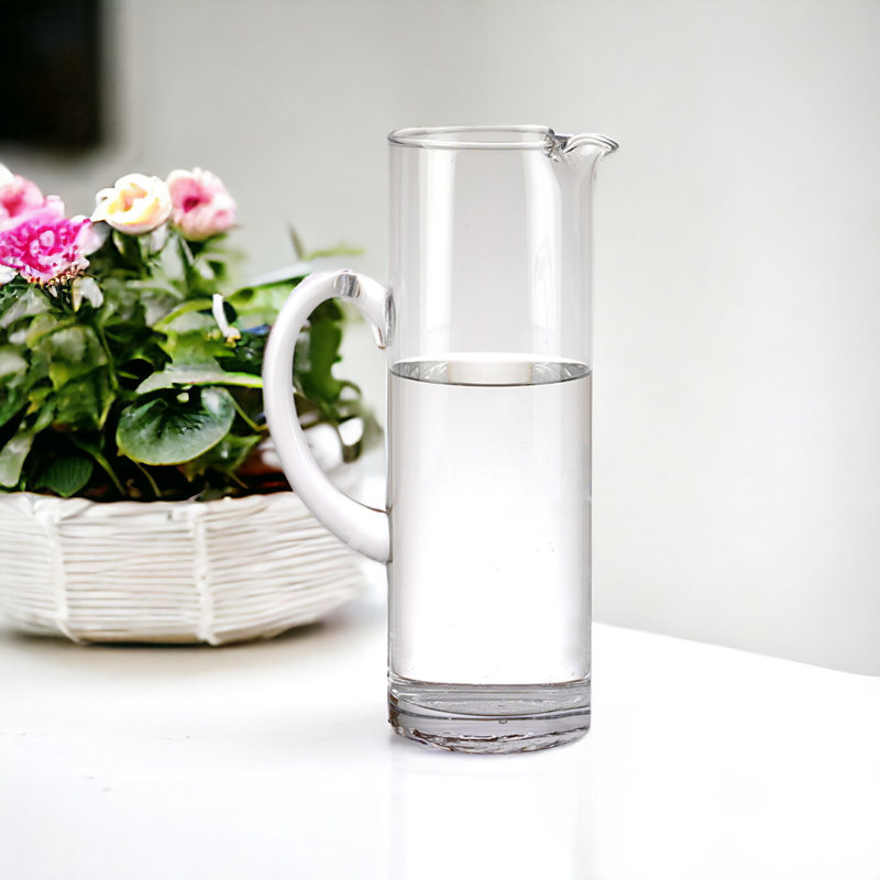 Pichet en verre transparent sans plomb soufflé, H 9,75 po x l 4 po x P 7 po