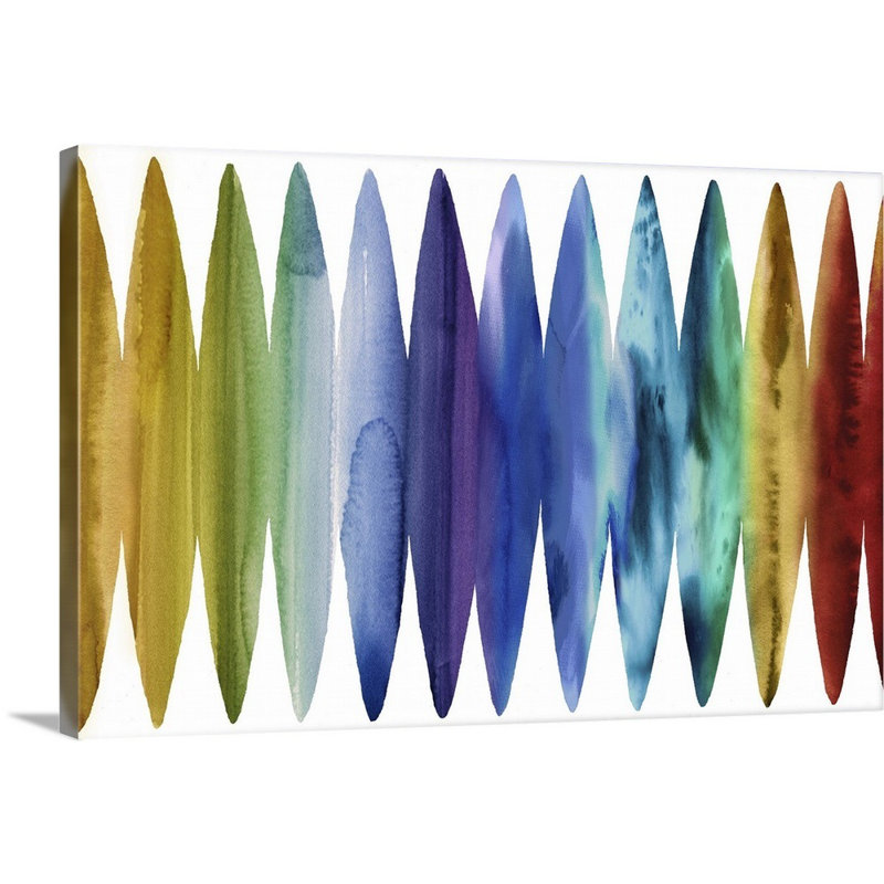 Reproduction d’art sur toile, "Watercolor Surfplanches 2" par David Moore, Toile tendue, H 24 po x l 36 po x P 1,25 po