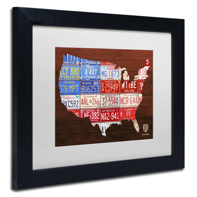 «United States Licence Plate Map» par Design Turnpike, reproduction d'art graphique sur toile encadrée