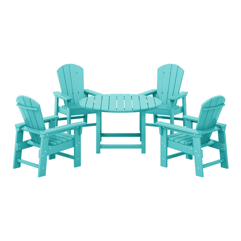 Ensemble de salle à manger 5 pièces Laguna Kids Adirondack, Turquoise