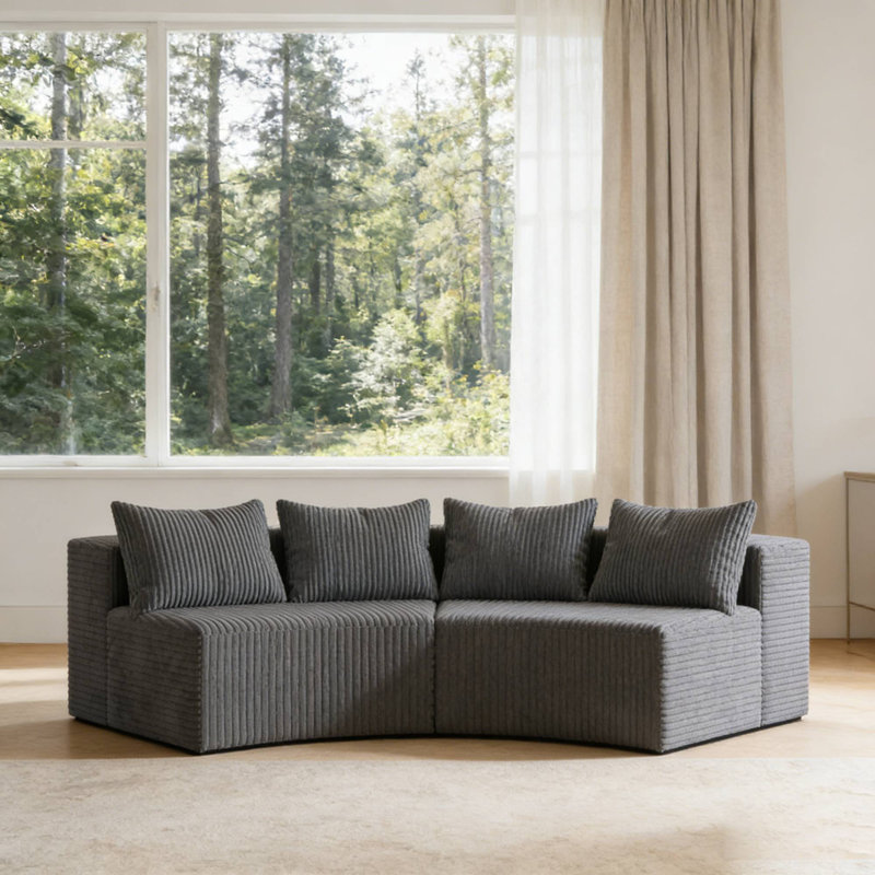 Canapé modulaire douillet avec coussins moelleux pour les espaces de loisirs rustiques du porche du salon, Grey, 2