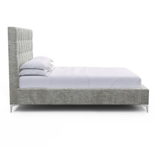 Bryant Upholstered Bed, Twin, Crushed Velvet Silver Streak, Ebony
