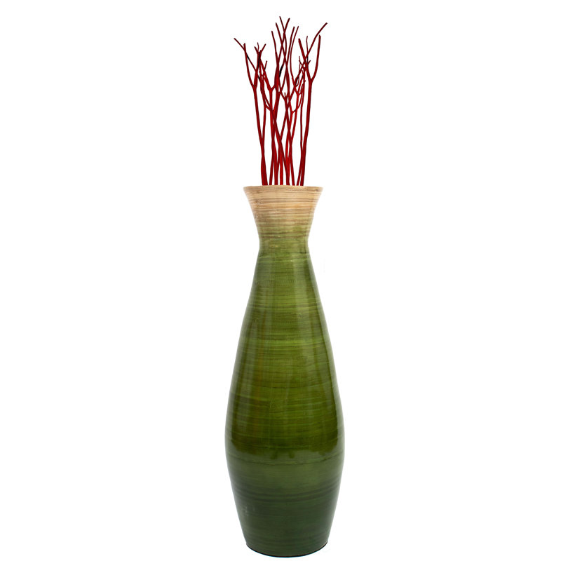 Vase de plancher en bambou, Vert, H 10,25 po x l 10,25 po x P 10,25 po