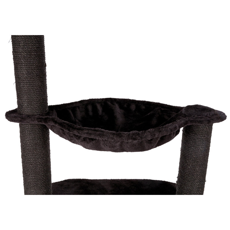 Giada Black Sisal and Plush 44" Cat Tree with Hammock and Condo