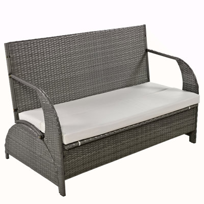 Versatile Outdoor Rattan Loveseat Convertible To Four Seats And Table, Ideal For Gardens And Lawns