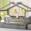 Lit plateforme simple avec lit gigogne et toit en bois de pin massif
