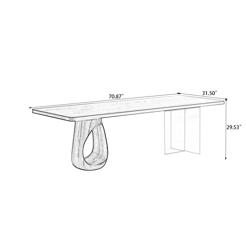 Black Rectangular Solid Wood Dining Table, 29.53"H x 70.87"L x 31.5"W