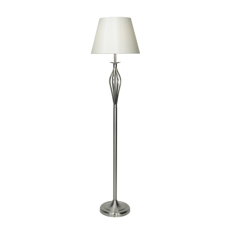 Briargate 160cm Traditional Floor Lamp Set, Satin Chrome / Cream