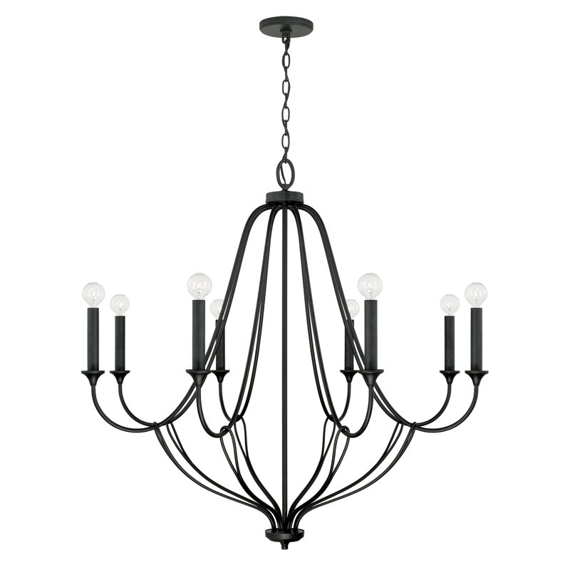 Lustre 8 lumières en fer noir