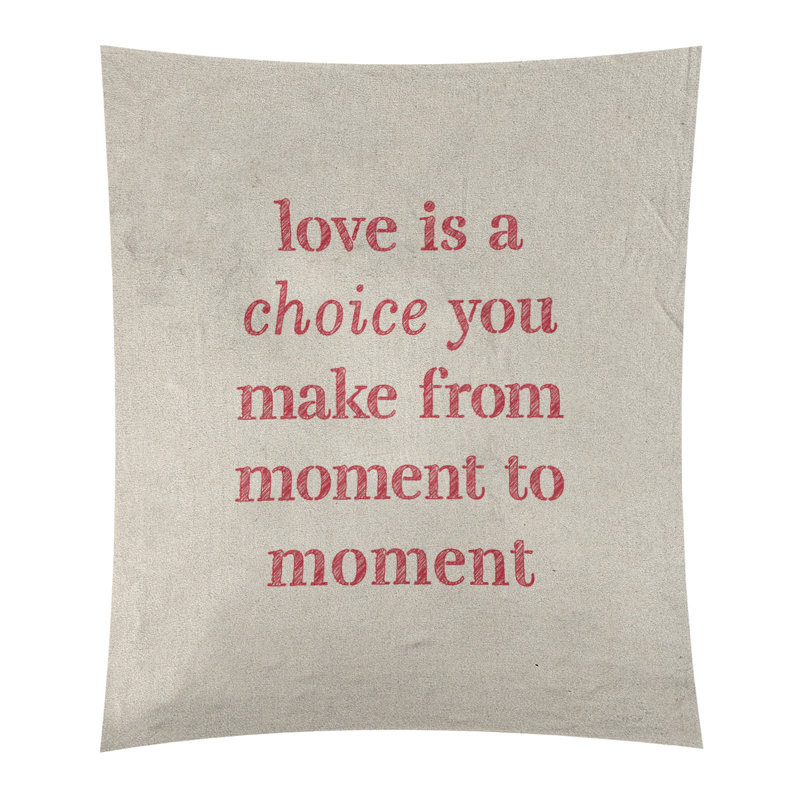 Tapisserie de polyester, l’amour d’écriture est un choix de citation, H 104 po x l 88 po, Blanc / Rouge