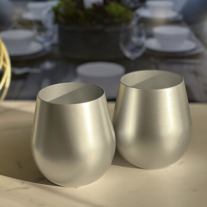Verres à vin en plastique de couleur métallique, Argent argent