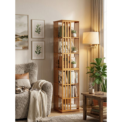 Rotating Bookshelf Tower with open shelves