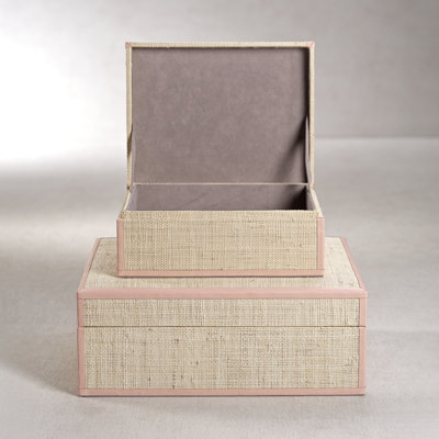 Hadaway Handmade Raffia and Leather Decorative Box