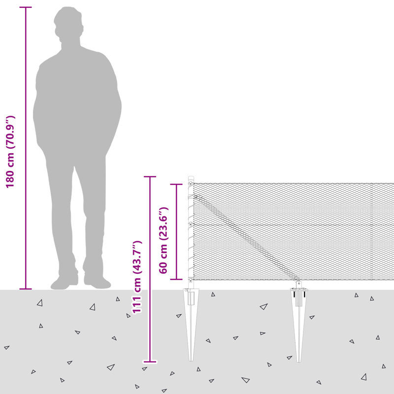 Hexagon Fence Galvanised Steel, 60cm H x 1000cm W