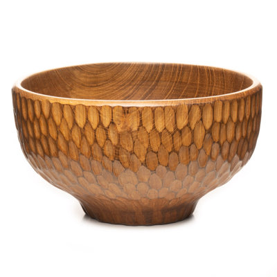 Dome Carved Shiruwan Teak Wood Bowl 2-Pack