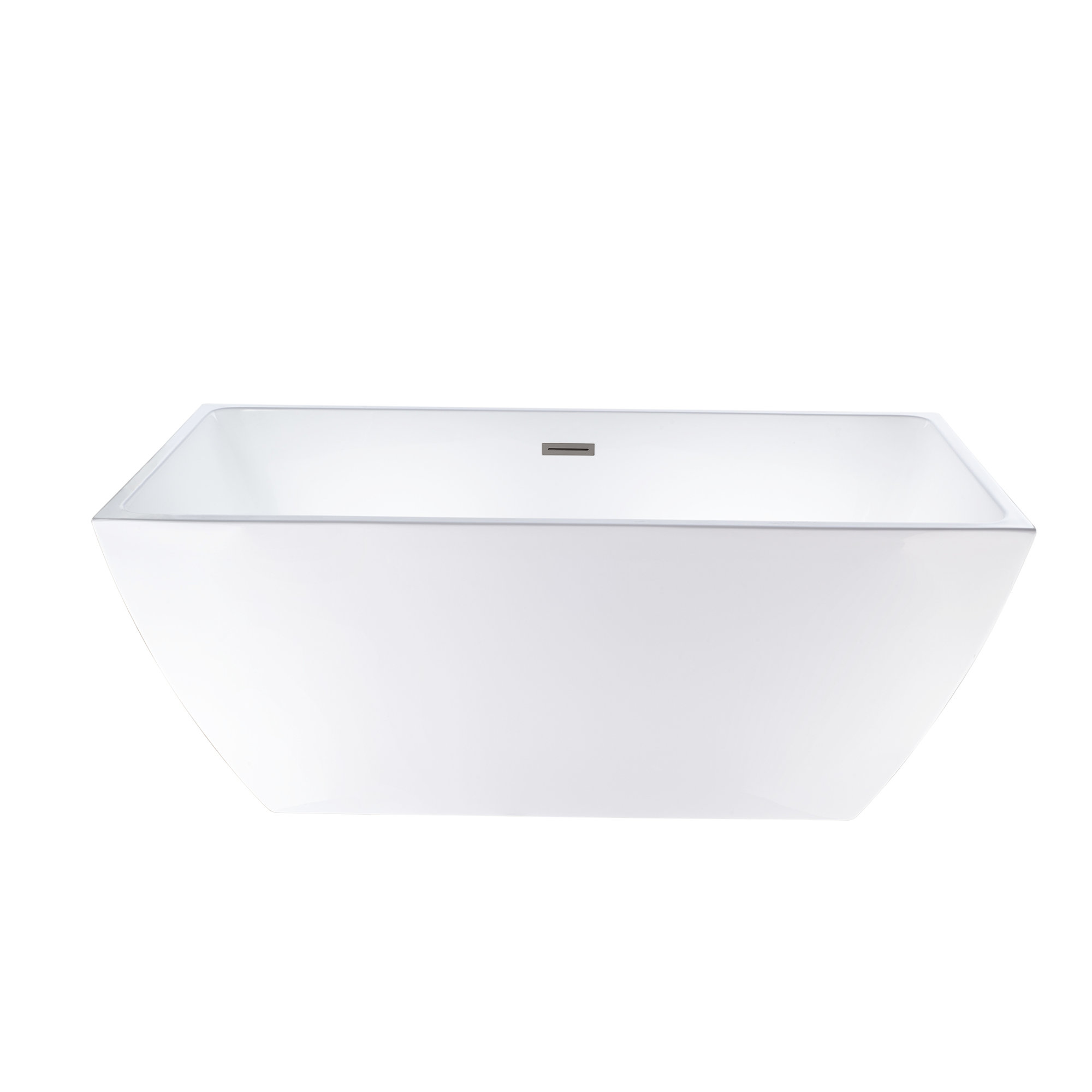 Lydia 59" x 30" Freestanding Soaking Bathtub, White/Brushed Nickel